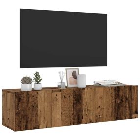   antik fa színű szerelt fa fali TV-szekrény 120 x 30 x 30 cm