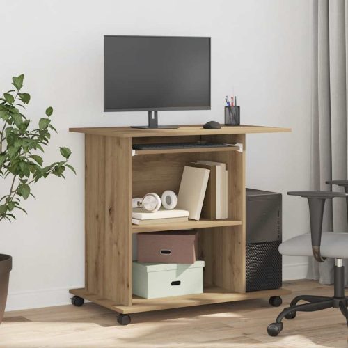 kézműves tölgy színű szerelt fa számítógépasztal 80 x 50 x 75cm