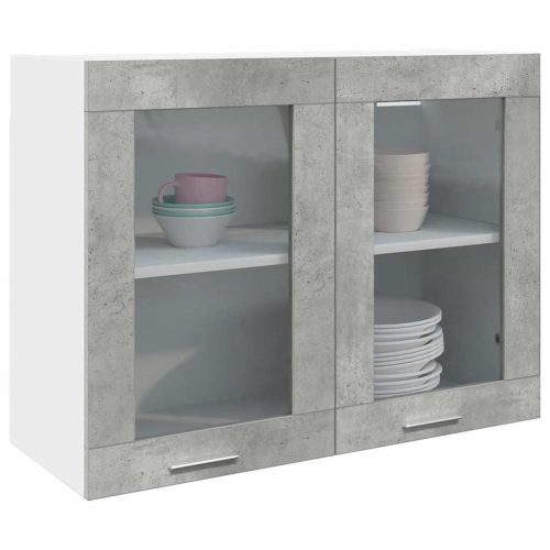 függő üvegszekrény betonszürke 80x31x60 cm