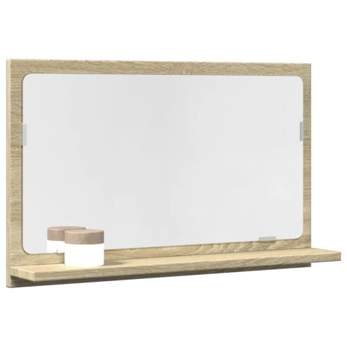 sonoma tölgy szerelt fa tükrös fürdőszobaszekrény 60x11x37 cm
