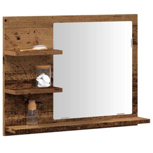 antik fa színű tükrös fürdőszobaszekrény 60 x 10,5 x 45 cm