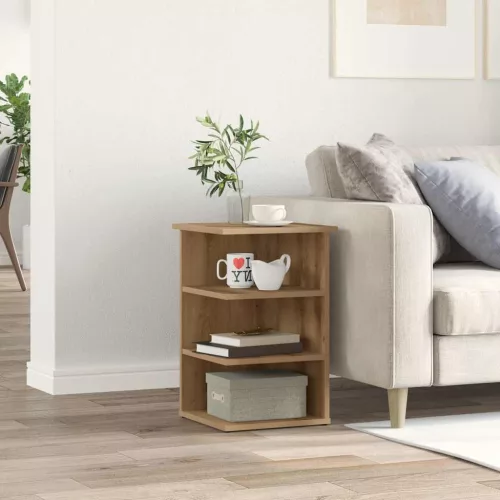 kézműves tölgy színű szerelt fa tálalószekrény 35x35x55 cm