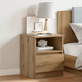   kézműves tölgy színű szerelt fa éjjeliszekrény 40 x 40 x 50 cm