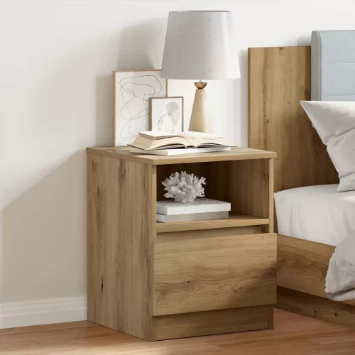 kézműves tölgy színű szerelt fa éjjeliszekrény 40 x 40 x 50 cm