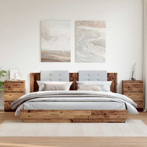 2 db antik fa színű szerelt fa éjjeliszekrény 40x35x62,5 cm