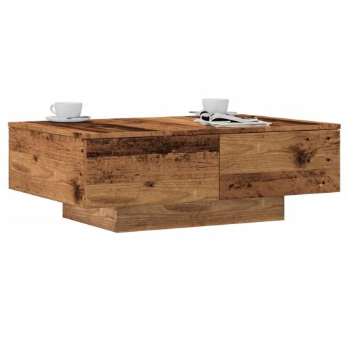 antik fa színű szerelt fa dohányzóasztal 90 x 60 x 31 cm