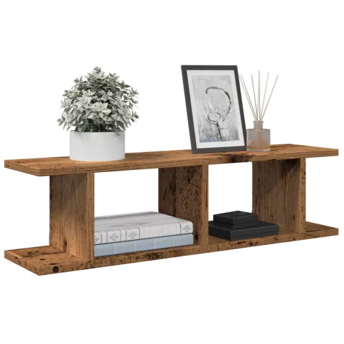 2 db antik fa színű szerelt fa fali polc 75 x 18 x 20 cm
