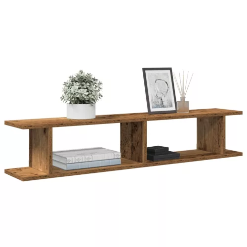 2 db antik fa színű szerelt fa fali polc 105 x 18 x 20 cm