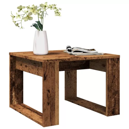 antik fa színű szerelt fa kisasztal 50 x 50 x 35 cm