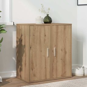   2 db kézműves tölgy színű szerelt fa cipőszekrény 32x35x70 cm