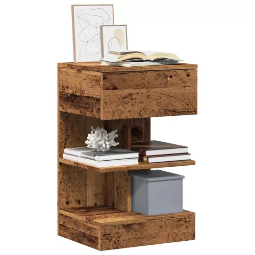 éjjeliszekrények 2 db Régi fa 40x35x65 cm Gépesített fa