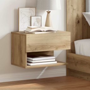   2 db kézműves tölgy színű falra szerelhető éjjeliszekrény