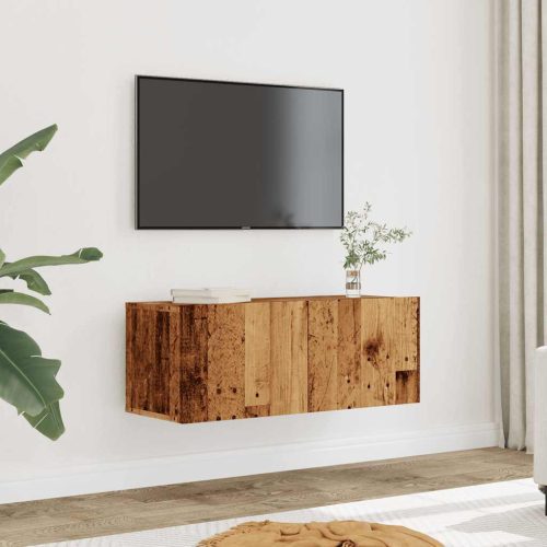 2 db antik fa színű falra szerelhető TV-szekrény 80 x 30 x 30cm