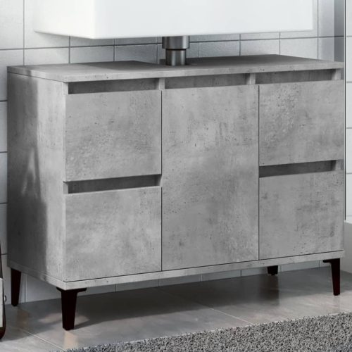 betonszürke szerelt fa mosdószekrény 80 x 33 x 60 cm