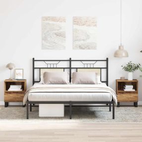   2 db antik fa színű szerelt fa éjjeliszekrény 40 x 35 x 50 cm