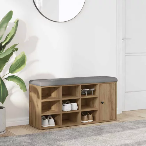 kézműves tölgy szerelt fa cipőtároló pad 102x32x50 cm