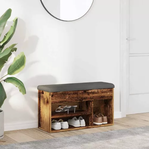 antik fa szerelt fa cipőtároló pad 82x32x45,5 cm