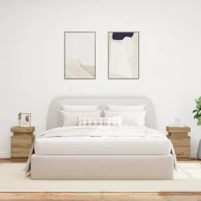   2 db kézműves tölgy szerelt fa LED-es éjjeliszekrény 35x39x55cm