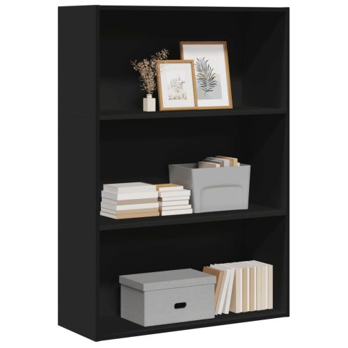 fekete szerelt fa könyvespolc 80 x 30 x 114 cm