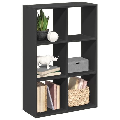 fekete szerelt fa térelválasztó könyvespolc 69,5x29x103,5 cm