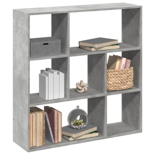 betonszürke szerelt fa elválasztó könyvespolc 102x29x103,5 cm