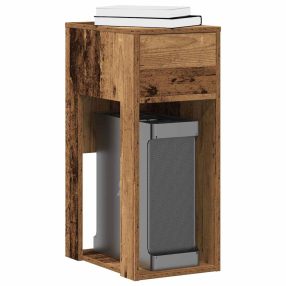   Számítógépes toronyállvány fiókkal régi fa 30x44x74 cm