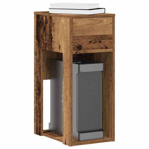 Számítógépes toronyállvány fiókkal régi fa 30x44x74 cm