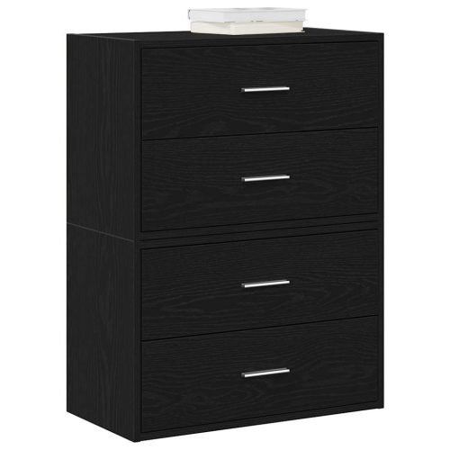 2 db fekete tölgy szerelt fa szekrény 2 fiókkal 60 x 31 x 40 cm