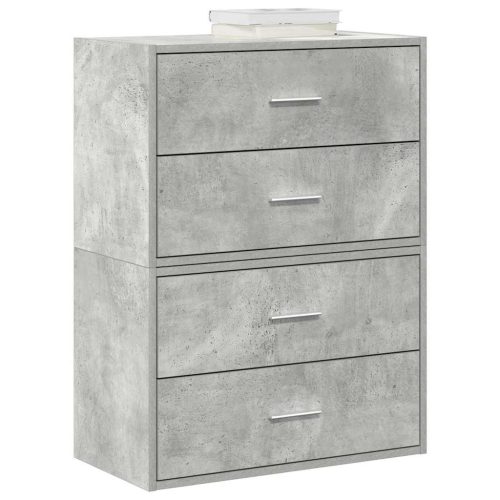 szekrények 2 fiókkal 2 db betonszürke 60x31x40 cm gépelt fa