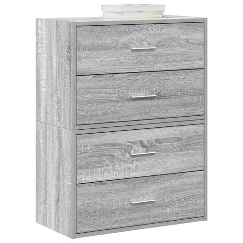2 db szürke sonoma szerelt fa szekrény 2 fiókkal 60 x 31 x 40cm