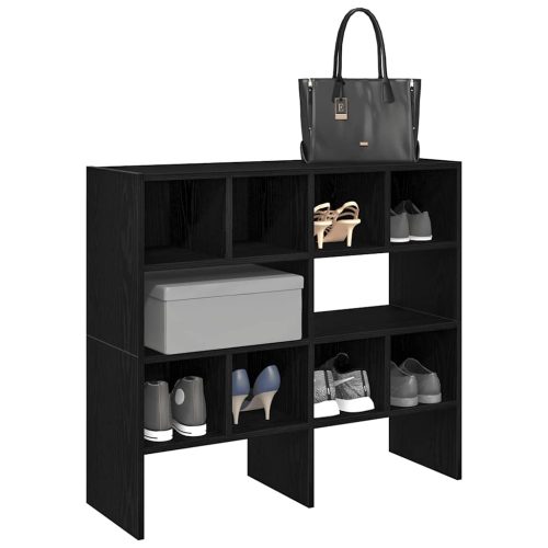 cipőtartó állványok 2 db egymásba rakható fekete tölgyfa