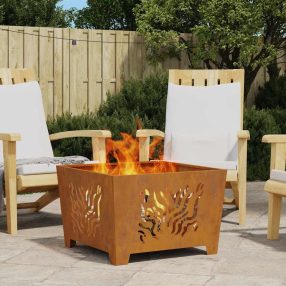 Tűzrakó Barna 60 x 60 x 40 cm időjárásálló acél