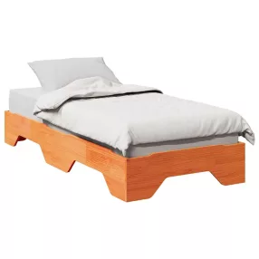   ágy matrac nélkül rakásolható viaszbarna 75x190 cm tömör fa