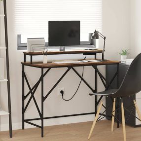   Asztal tárolóval Füstölt tölgy 100 x 50 x 86.5 cm Faanyag