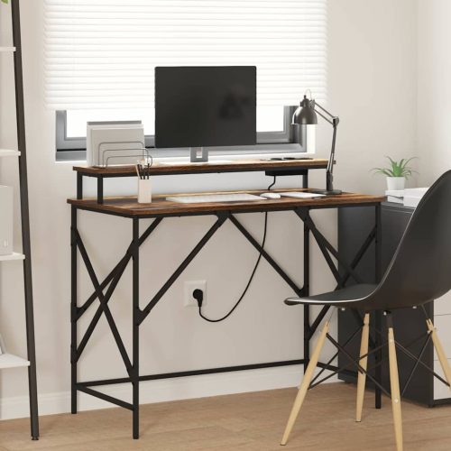 Asztal tárolóval Füstölt tölgy 100 x 50 x 86.5 cm Faanyag