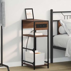   Éjjeliszekrény fiókkal barna tölgy 40 x 27 x 76 cm Faanyag