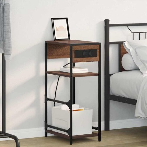 Éjjeliszekrény fiókkal barna tölgy 40 x 27 x 76 cm Faanyag