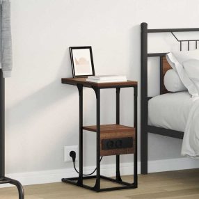   Éjjeliszekrény fiókkal barna tölgy 41.5 x 26 x 60.5 cm Faanyag