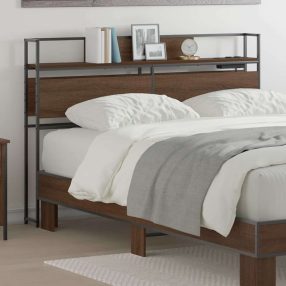   Tároló fejtámla polcokkal tárolóval barna tölgy 120 cm Faanyag