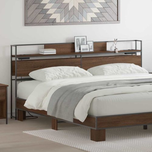 Tároló fejtámla polcokkal tárolóval barna tölgy 180 cm Faanyag