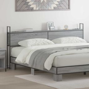   Tárolós Fejtámla Töltő Állomással Szürke sonoma 180 cm Faanyag