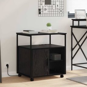   Irodai szekrény kerékkel Musta tammi 61 x 46 x 67 cm Faanyag