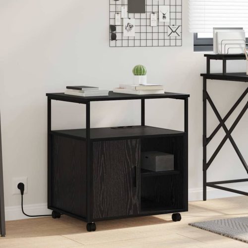 Irodai szekrény kerékkel Musta tammi 61 x 46 x 67 cm Faanyag