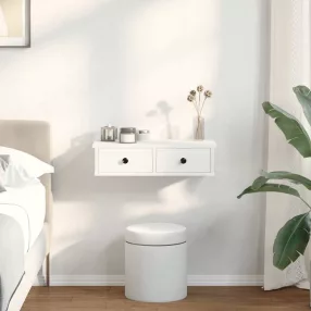 Falipolc fiókokkal fehér 60x28x15 cm műszaki fa