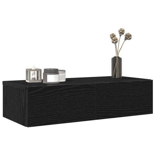 Falipolc fiókokkal fekete 60x26,5x15 cm műszaki fa