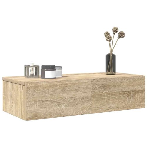 Falipolc fiókokkal sonoma tölgy 60x26,5x15 cm műszaki fa
