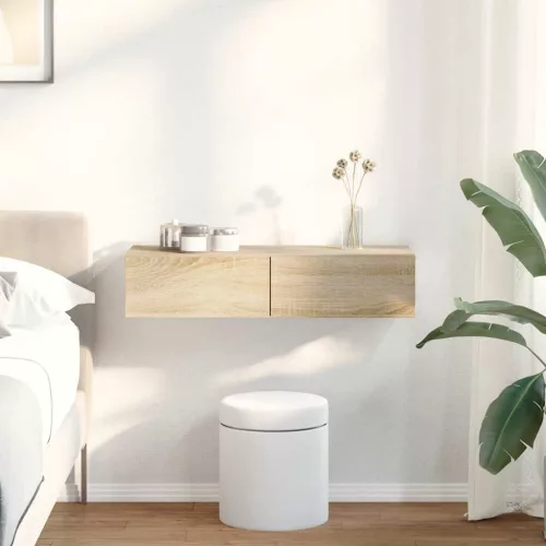 Falipolc fiókokkal sonoma tölgy 80x33x17 cm műszaki fa