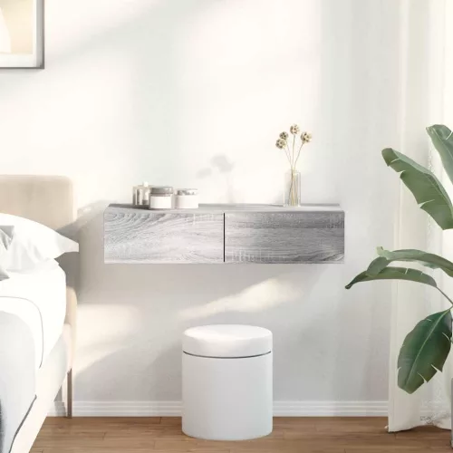 Falipolc fiókokkal szürke sonoma 80x33x17 cm műszaki fa