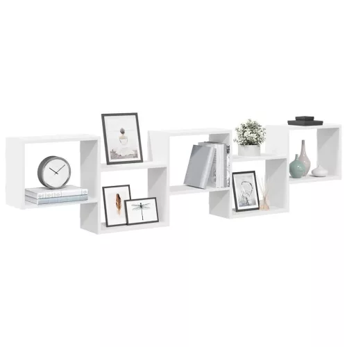 fehér szerelt fa fali kockapolc 5 rekeszes színű