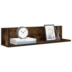   2 db füstös tölgy színű szerelt fa fali polc 75 x 16,5 x 16,5cm